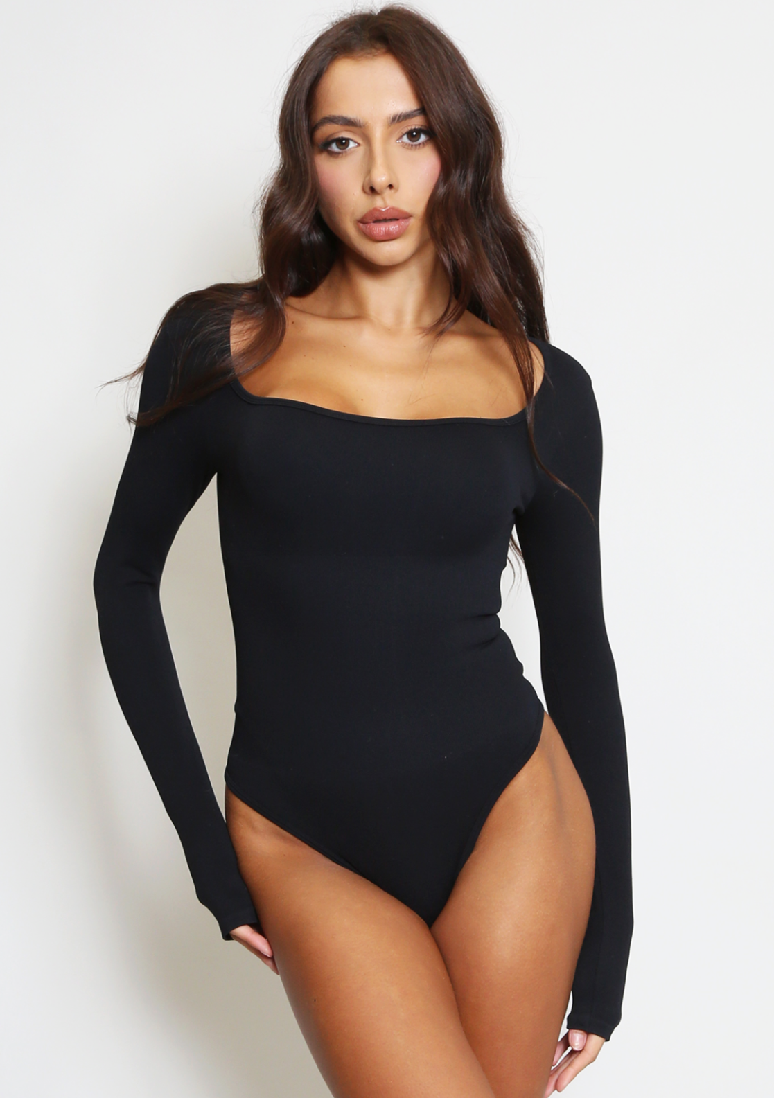 Black Long Sleeve Control Square Neck Bodysuit – Renaissance Boutique
