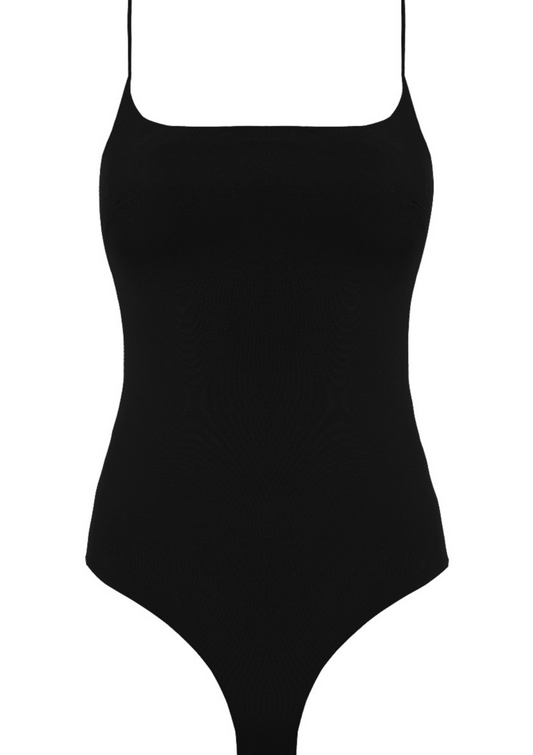 Black Square Neck Bodysuit