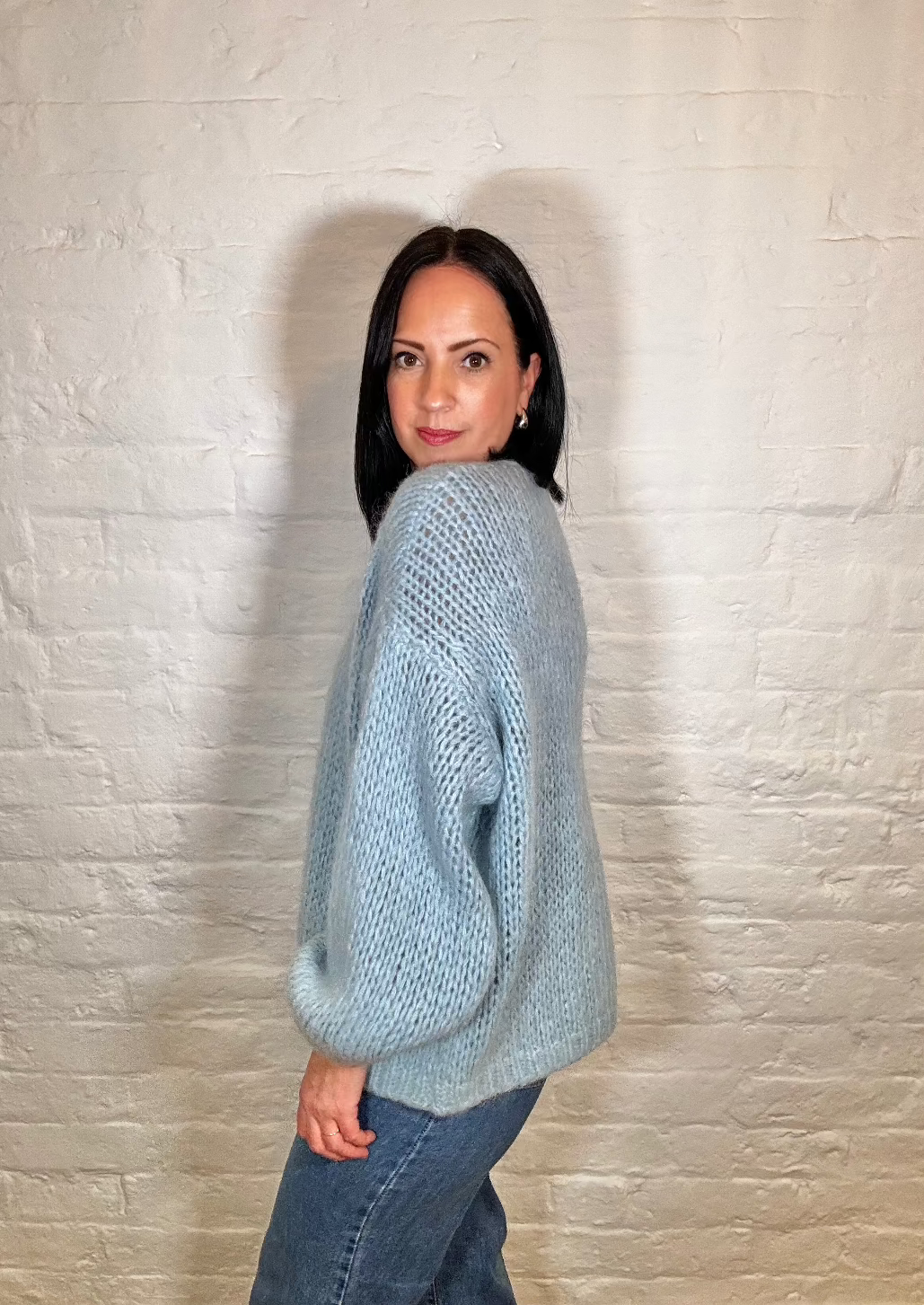 Blue Oversized Mohair Cardigan