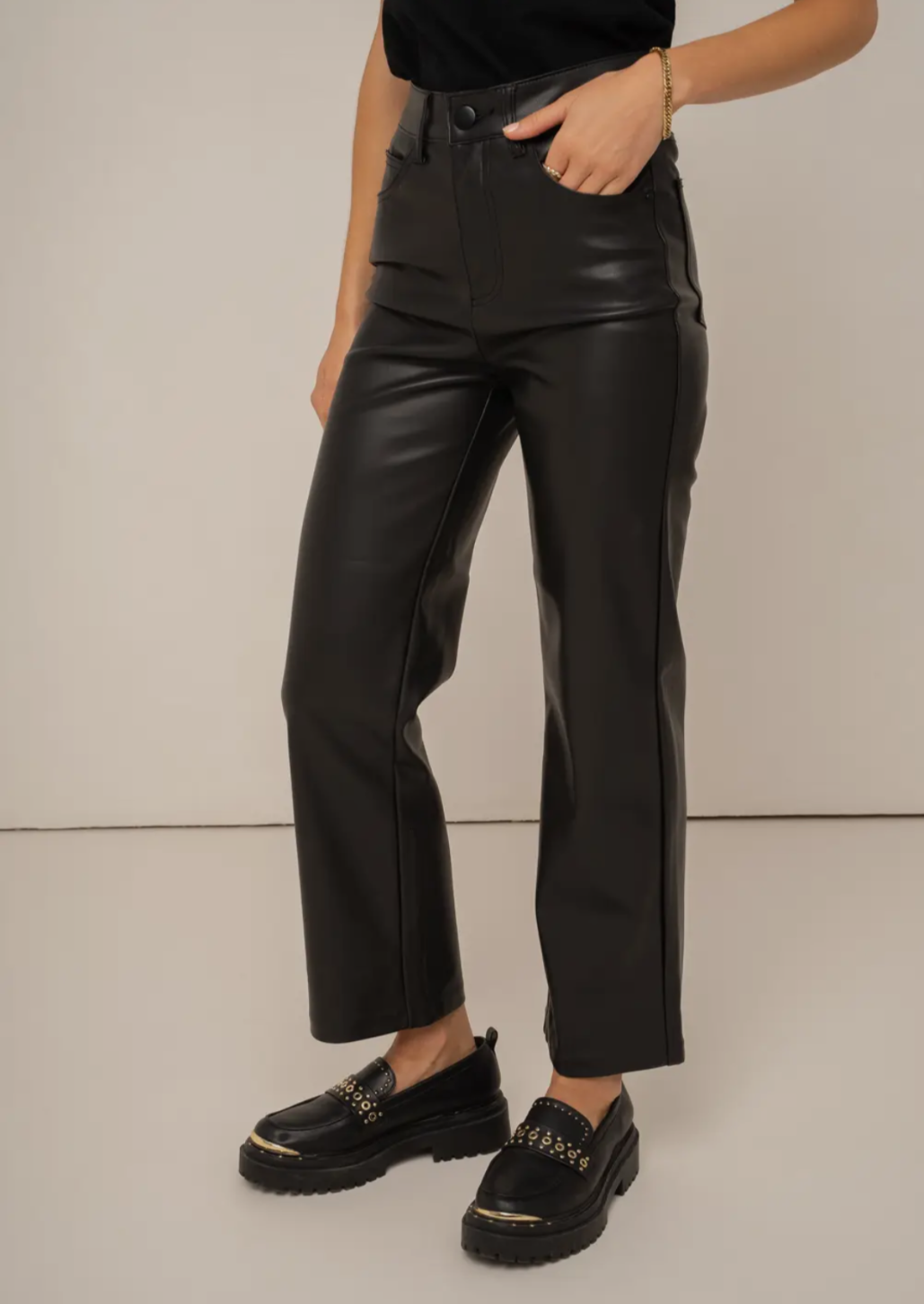 Solange Black Pu Trousers