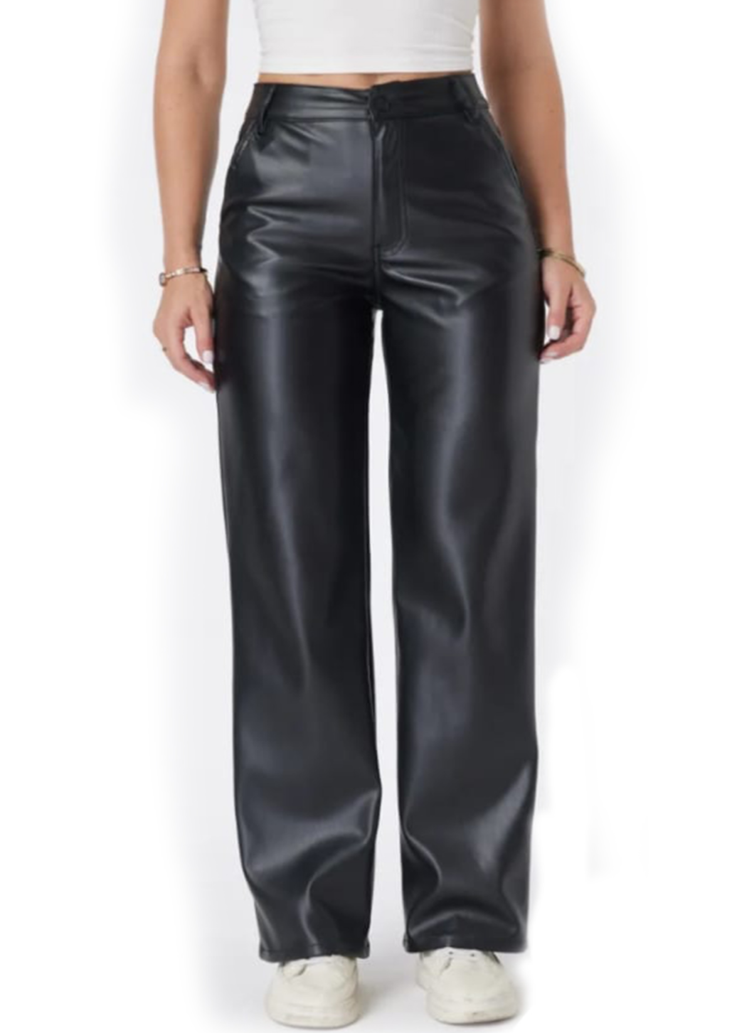 Pu Straight Leg Trousers