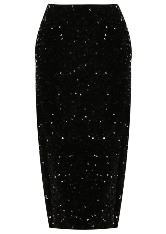 Black Sequin Midi Skirt