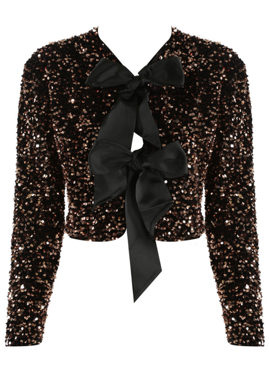 Bow Front Sequin Top