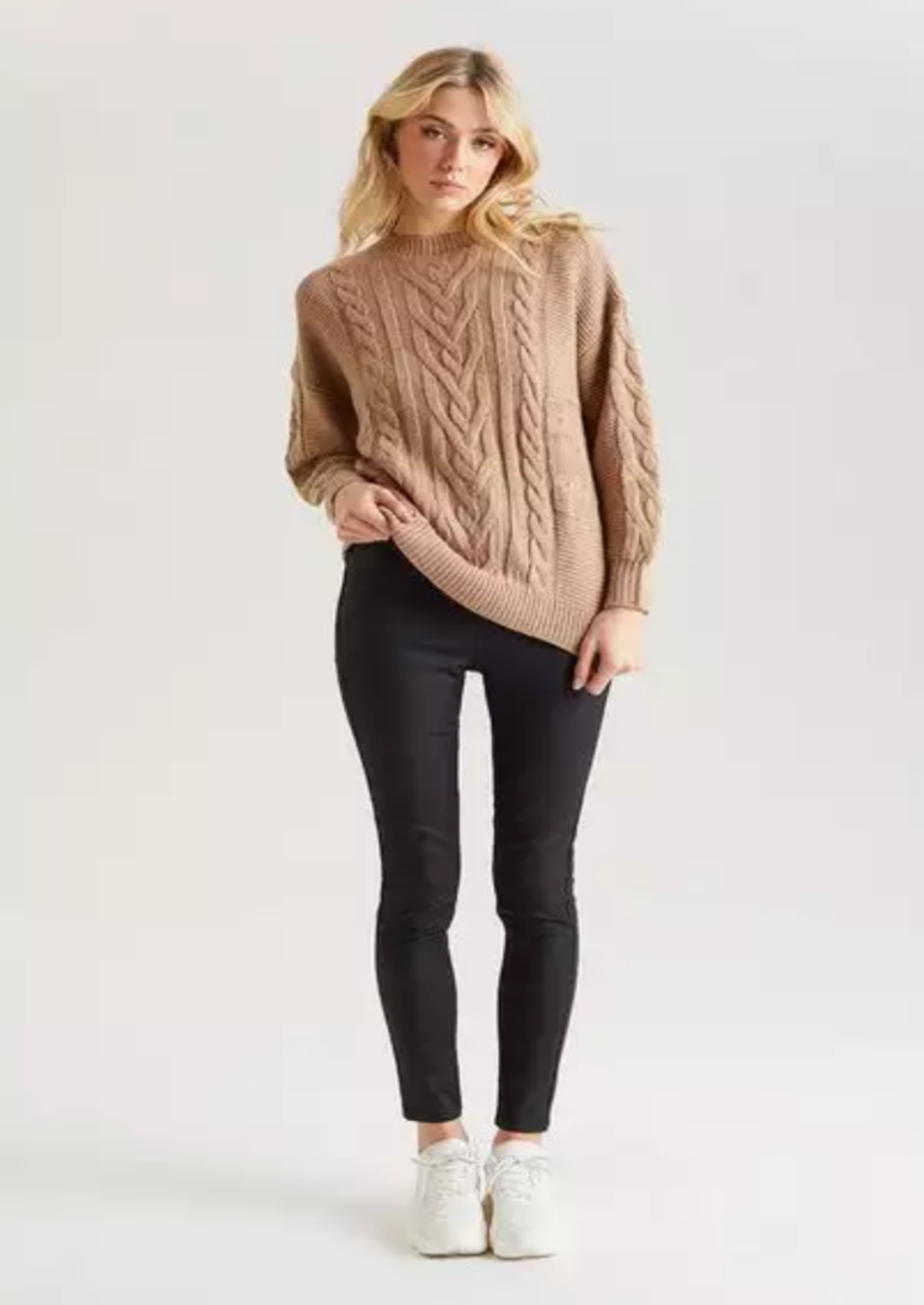 Stone Cable Crew Neck Jumper