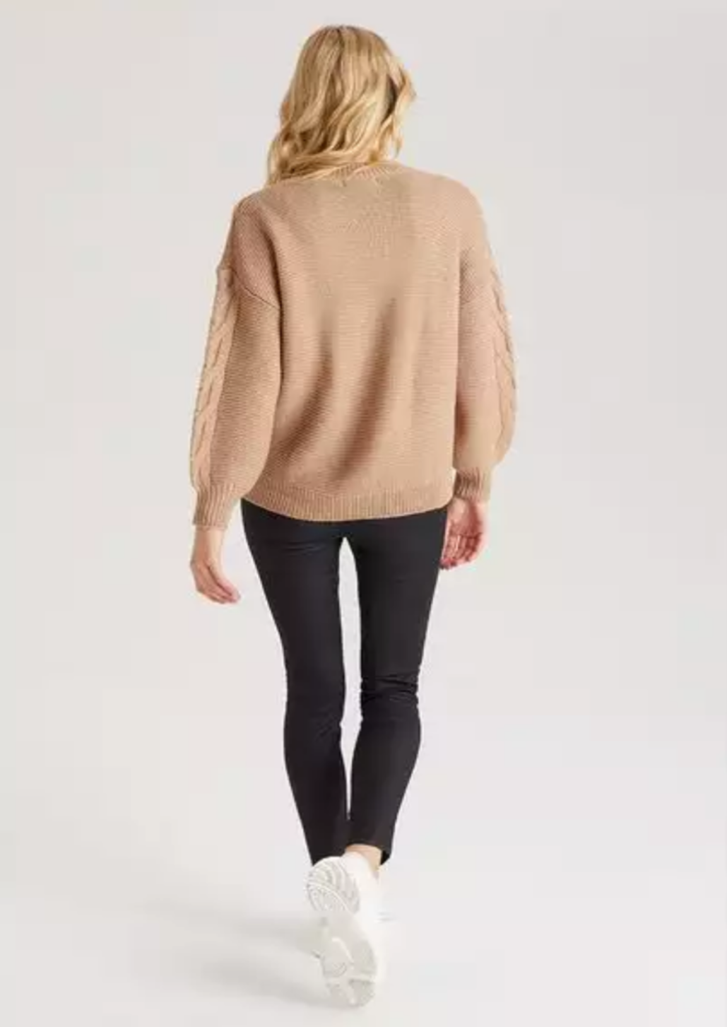 Stone Cable Crew Neck Jumper