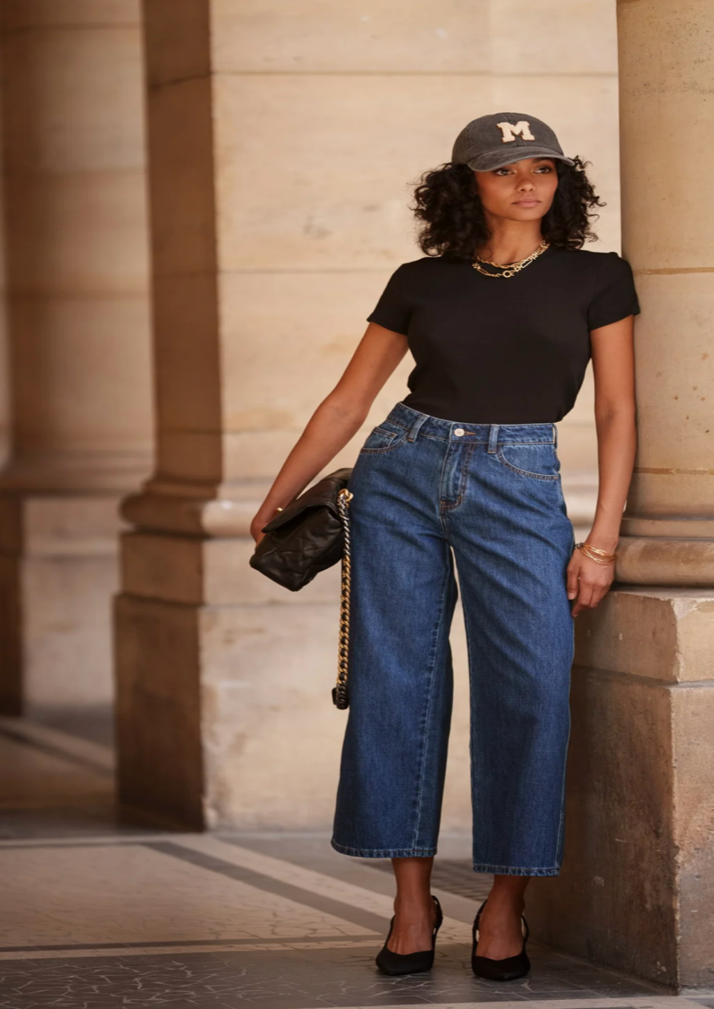 Dove Dark Blue Wide Leg Cropped Jeans