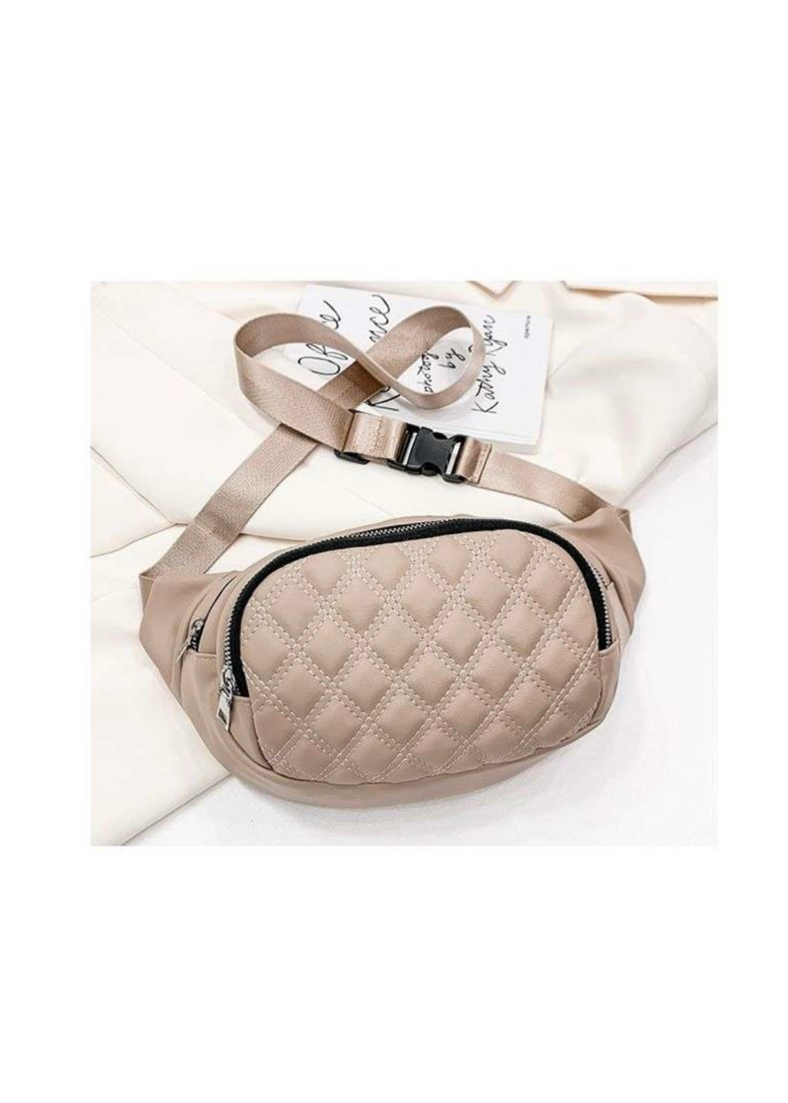 Beige 3 Zipper Bumbag